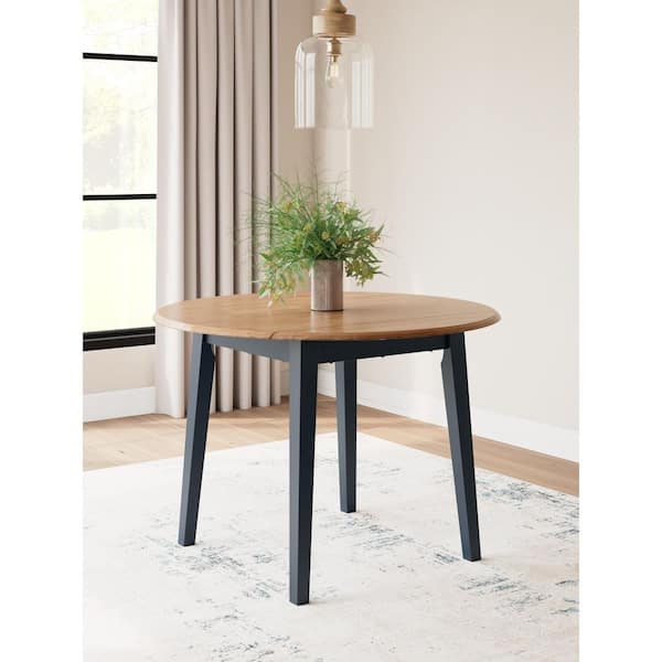 Signature Design By Ashley Gesthaven Casual Natural/Blue Wood 42.38 in 4 Legs Dining Table Seats 4 with 2 Drop Leaves