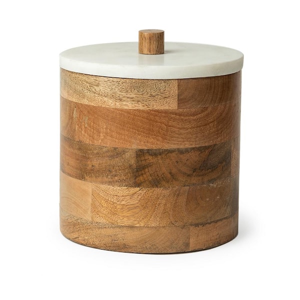 Mercana Sandook (Large) 10H Brown Round Wooden Storage Jar