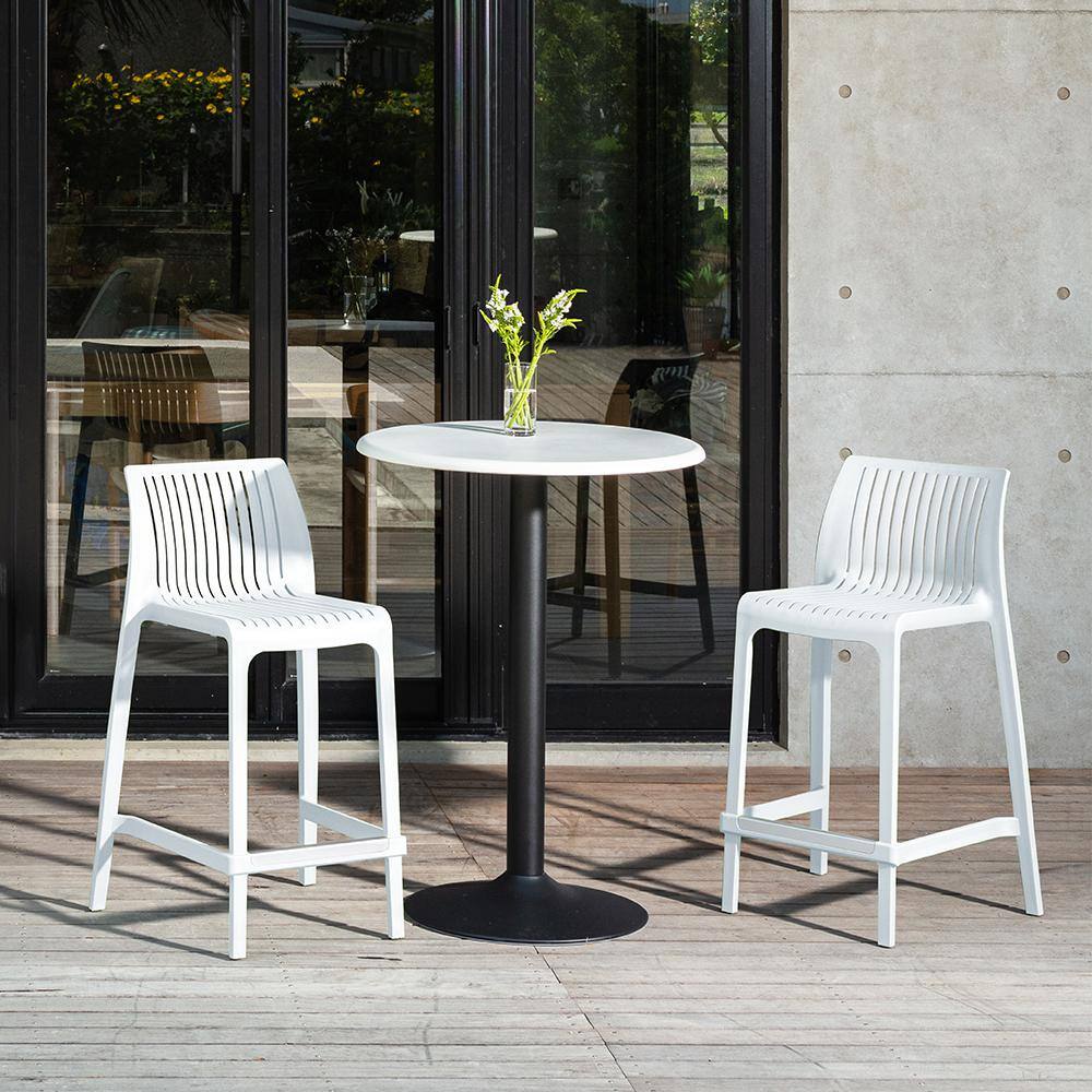 Milos White Stackable Plastic Outdoor Bar Stool (2-Pack) price history on PriceWatchPro