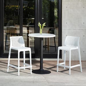 Milos White Stackable Plastic Outdoor Bar Stool (2-Pack)