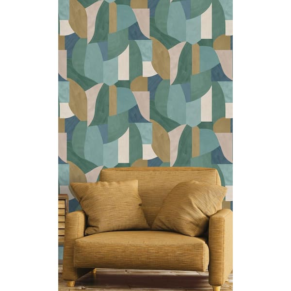 Green and Blue Geometric Shapes, Wallpaper for Walls