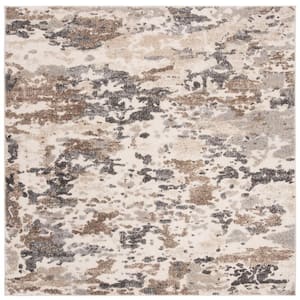Spirit Taupe/Ivory 7 ft. x 7 ft. Square Floral Area Rug
