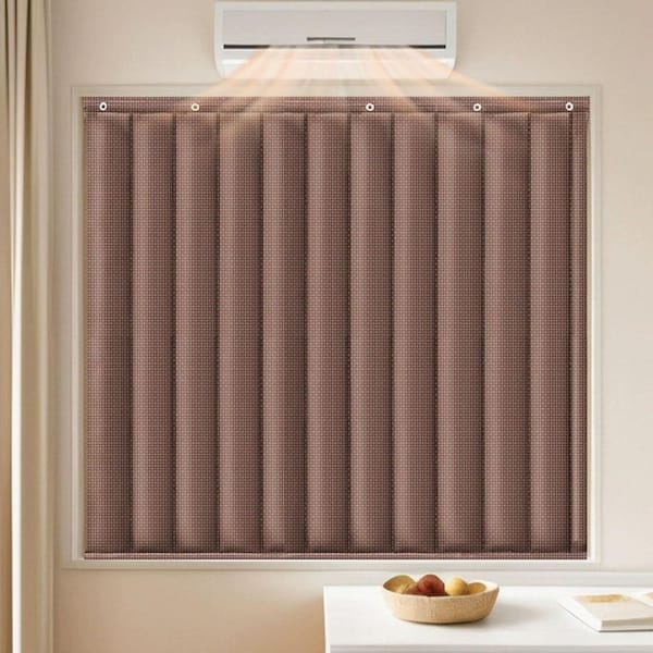 Brown Thick Smooth 40 in. W x 40 in. L No-Hole Sealed Winter Thermal Blackout Curtain Windproof Insulation(Single Panel)