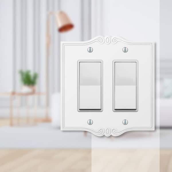 Charleston 2 Gang Rocker Composite Wall Plate - White