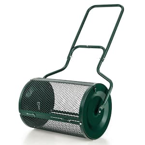 24 in. 2.7 cu. ft. Capacity Handheld Metal Mesh Peat Moss Spreader with Upgrade Side Latches and U-Shape Handle in Green