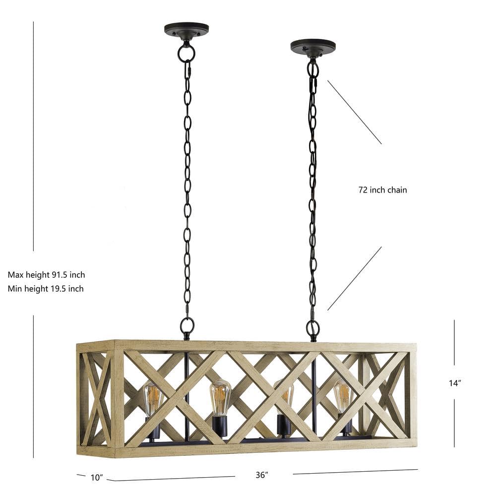 Black and Wood LED Farmhouse Pendant Light