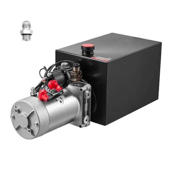 12-Volt Hydraulic Power Unit, Single Acting Dump Trailer Pump, 13 qt. Metal Reservoir, 3200 PSI, 0.91 GPM Flow Rate Max