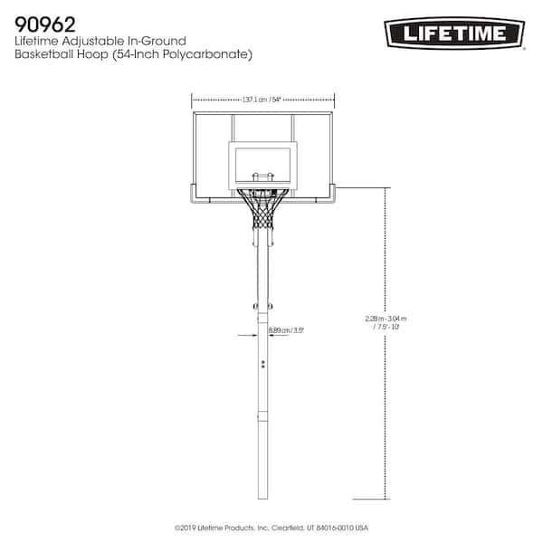 Lifetime Height Adjustable In-Ground Basketball Hoop (54 Polycarbonate  Backboard)