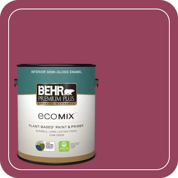 1 gal. #110B-7 Raspberry Pudding Semi-Gloss Enamel EcoMix Plant-Based Interior Paint & Primer