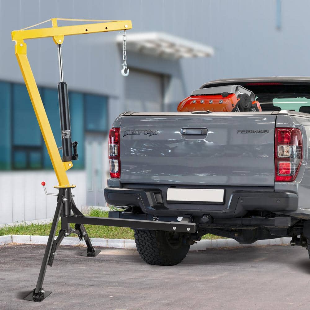 Heavy-Duty Yellow and Black Hydraulic Pickup Truck Crane