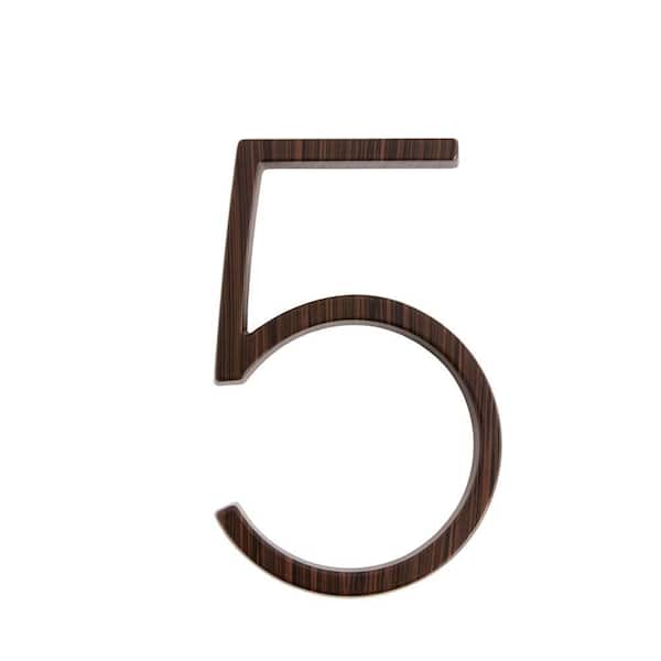 Everbilt 5 in. Wood Grain Zinc Alloy Floating or Flush House Number 5