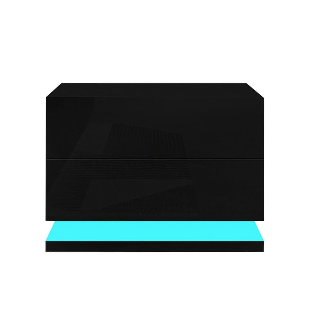 YIYIBYUS Modern High Gloss 2Drawer MDF Black Nightstand HGWMTZXL3752