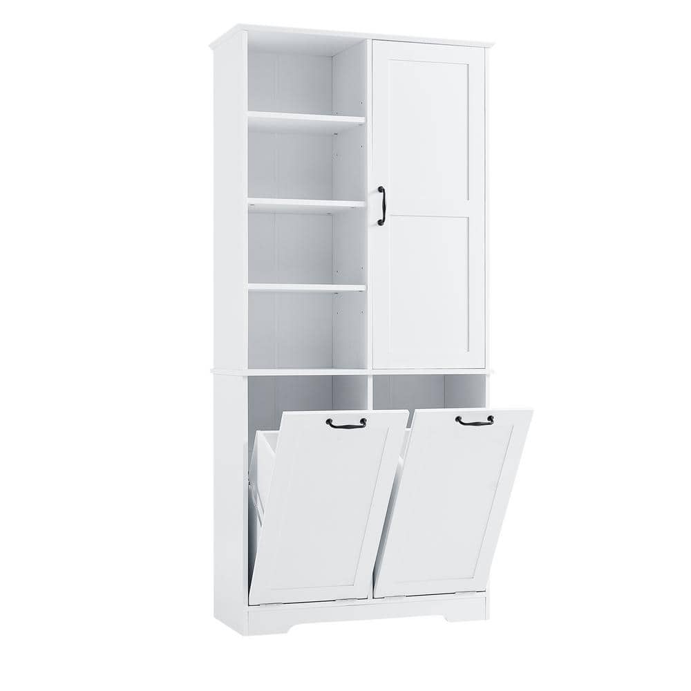 31 in. W x 14 in. D x 68 in. H Freestanding White Tall Linen