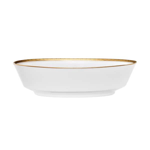 Charlotta Gold 32 fl. oz. (Gold) Porcelain Oval Vegetable Bowl