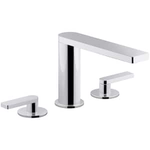 Composed 8 in. Widespread 2-Handle Lever Handle Bathroom Faucet with Drain in Polished Chrome