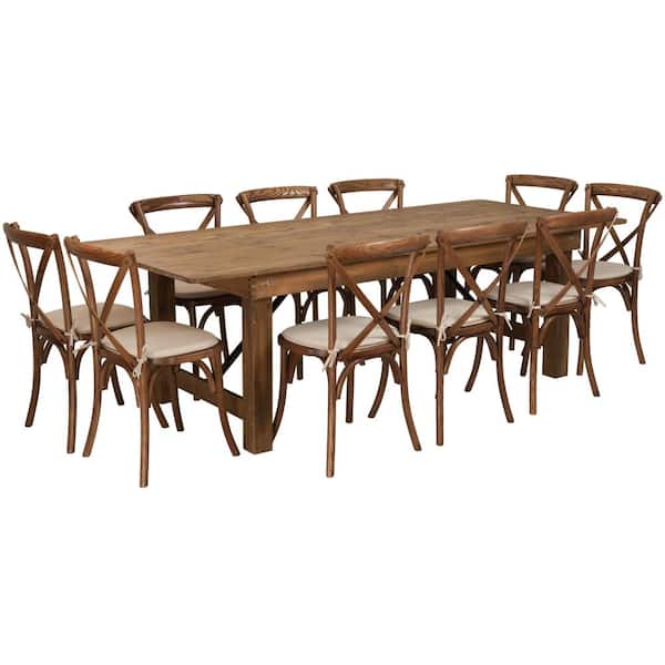 11-Piece Antique Rustic Farm Table Set