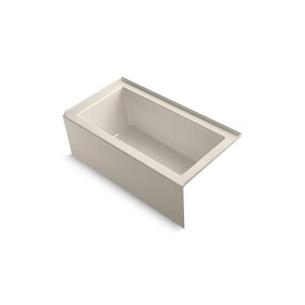 KOHLER Underscore 60 in. Rectangular Apron Front Right Drain Bathtub in Sandbar