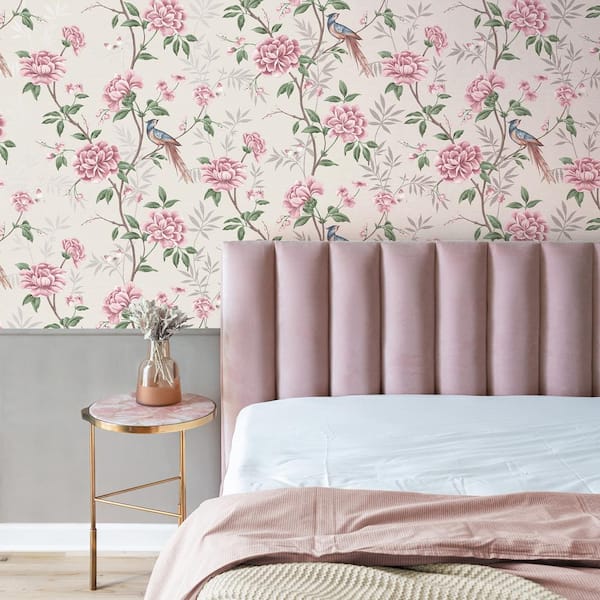 Beige Akina Cream Floral Textured Peelable Paper Wallpaper