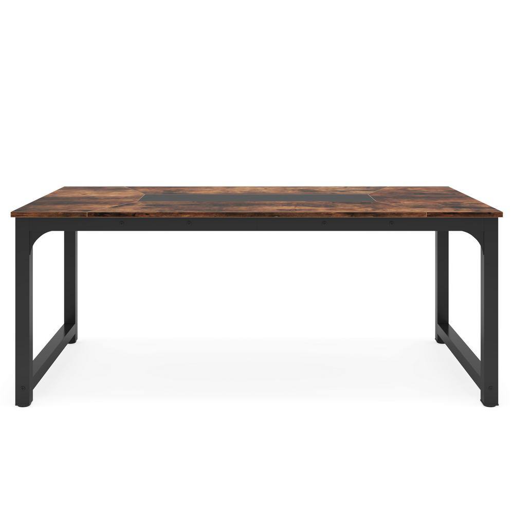Roesler Rustic Brown Engineered Wood 79 in. 4 Legs Dining Table Seats 8 with Large Tabletop for Kitchen Living Room