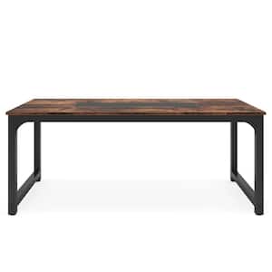 Roesler Rustic Brown Engineered Wood 79 in. 4 Legs Dining Table Seats 8 with Large Tabletop for Kitchen Living Room