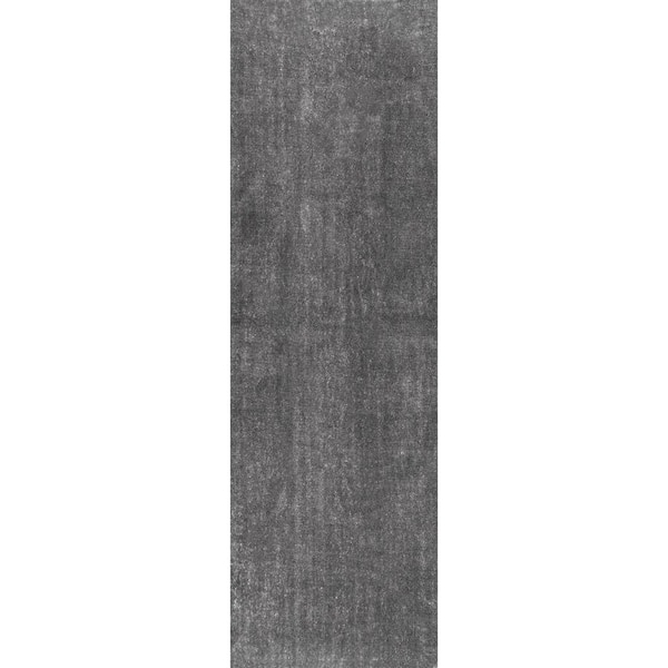 nuLOOM Loni Solid Machine Washable Shag Gray 3 ft. x 10 ft. Runner Rug