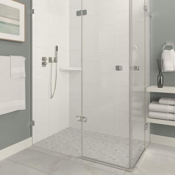 Bathroom Accessories Almond Beige 8.75 in. x 8.75 in. Glossy Ceramic Corner Shelf Tile Trim (5 sq. ft./Case)