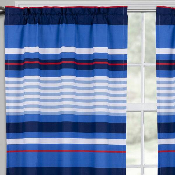 Pillowfort Printed Stripe Blackout Window Curtain Panel Blue 42 X 84 for sale online 