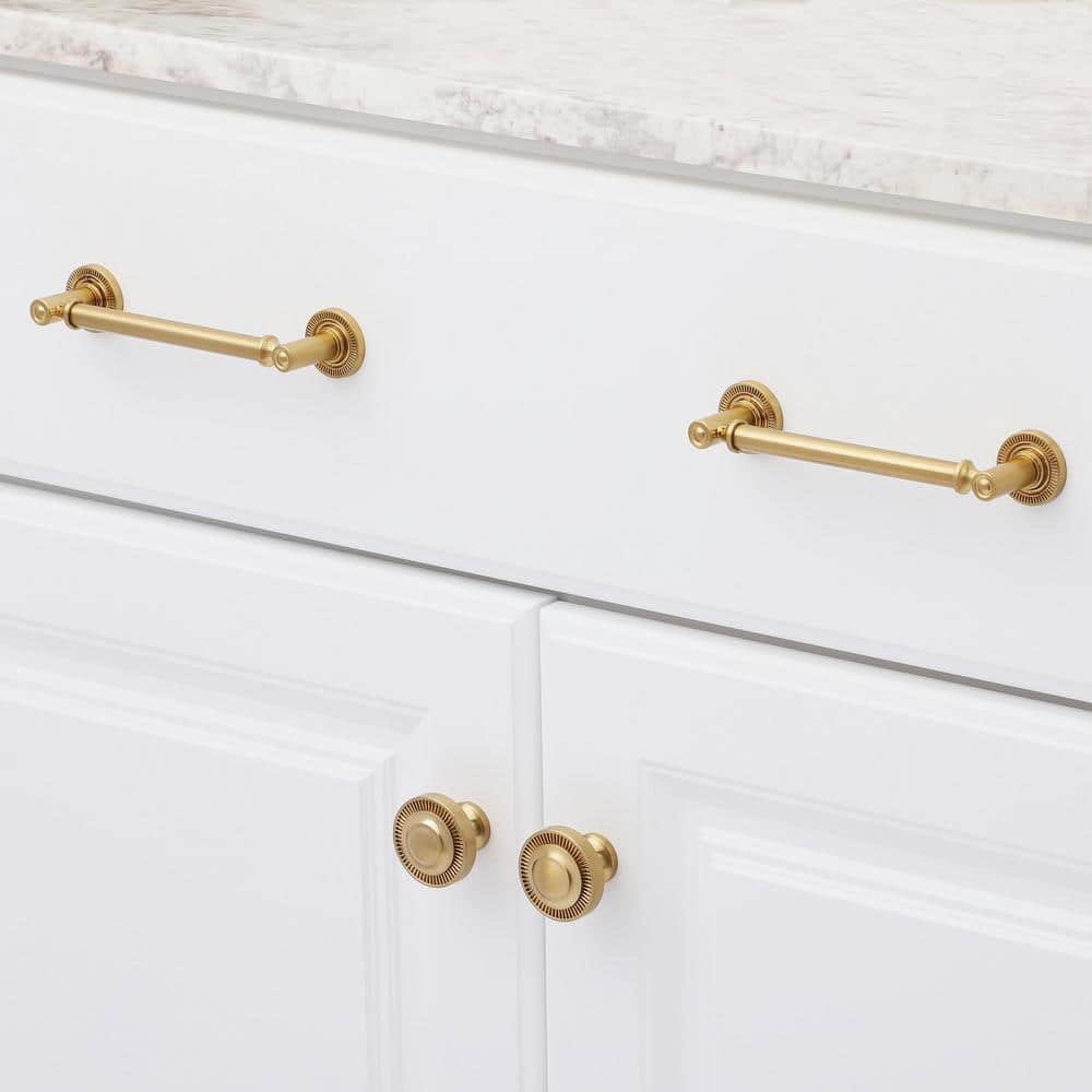 Minted Satin Brass Cylindrical Bar Pull with Mounting Hardware
