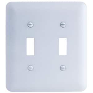 2-Gang Toggle/Toggle Midway/Maxi Sized Metal Wall Plate, White (Textured/Paintable Finish)