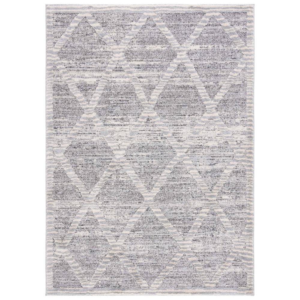SAFAVIEH Martha Stewart Gray/Ivory 9 ft. x 12 ft. Muted Trellis Area ...