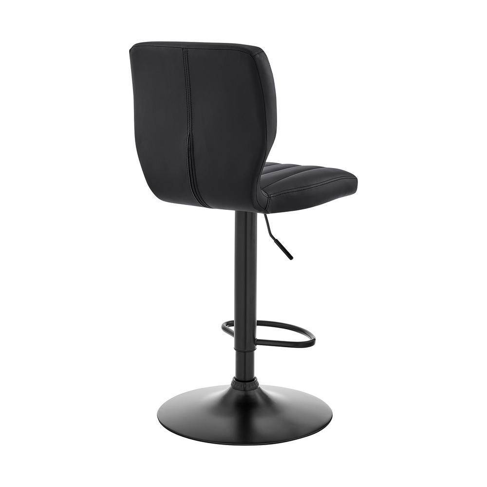 Adjustable Black Metal and Leatherette Swivel Bar Stool