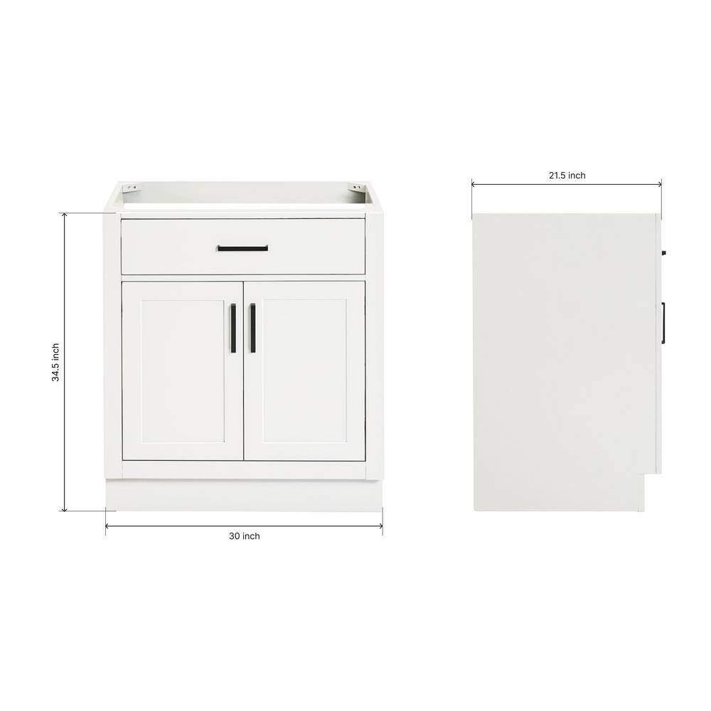 Hepburn 30" White Hardwood Single Freestanding Vanity Cabinet