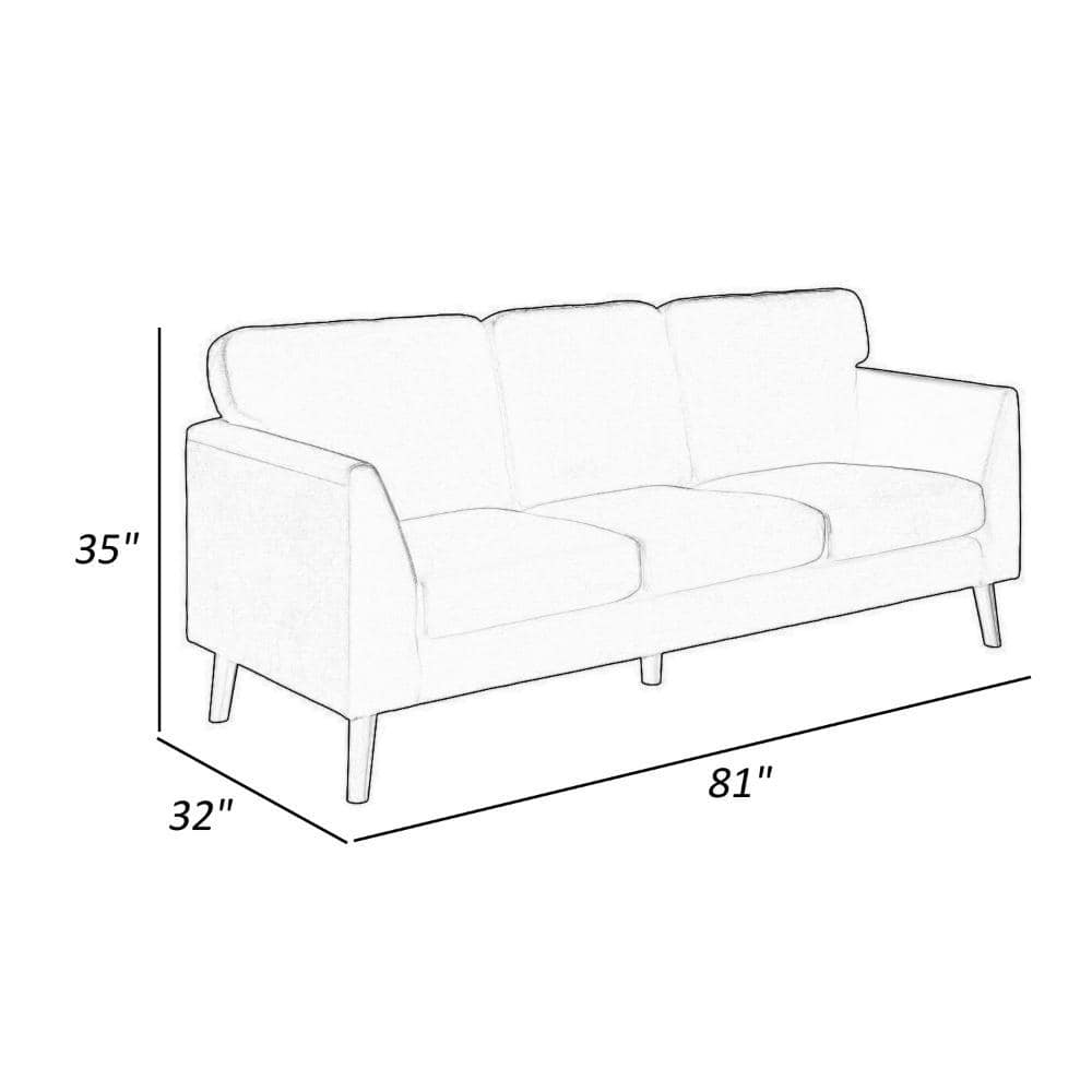 Bard 81" Blue Velvet Sofa with Solid Wood Legs
