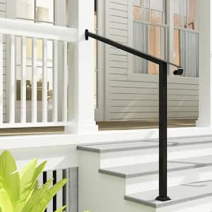 39.4 in. H x 3.9 ft. W Black Iron Single Post Handrail Railing Kit Fits 3 or 4 Steps Outdoor Stair Railing