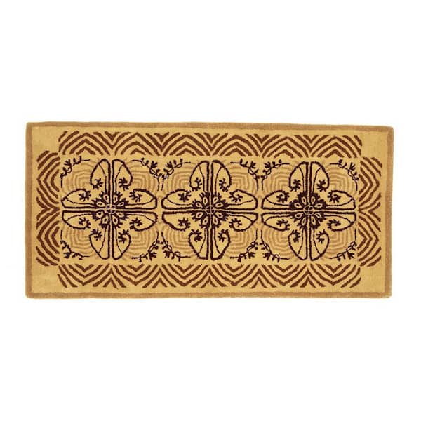 Art Deco Classic Rectangular Hearth Rug, 56 Inch Long, Cocoa