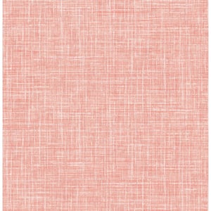 Pink Emerson Coral Faux Linen Wallpaper Sample