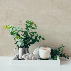 Fusion Collection Chinoiserie Tree Motif Beige Matte Finish Non-Pasted Vinyl on Non-Woven Wallpaper Roll