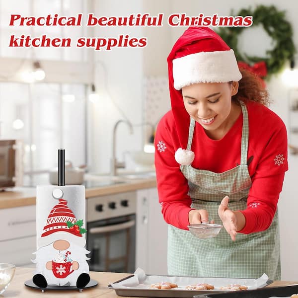 Anqtovp Countertop Metal Gnome Finish Paper Towel Holder Holiday