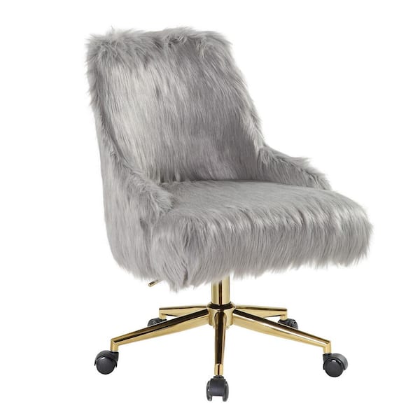 grey fur desk chair