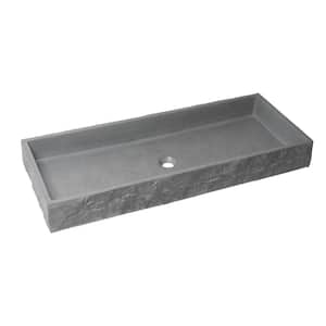 39 in . Bathroom Trough Vessel Sink Basin in Gray Concrete
