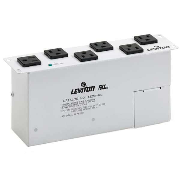 Leviton Structured Media 15 Amp AC Power Surge Module 6 NEMA Outlet, White