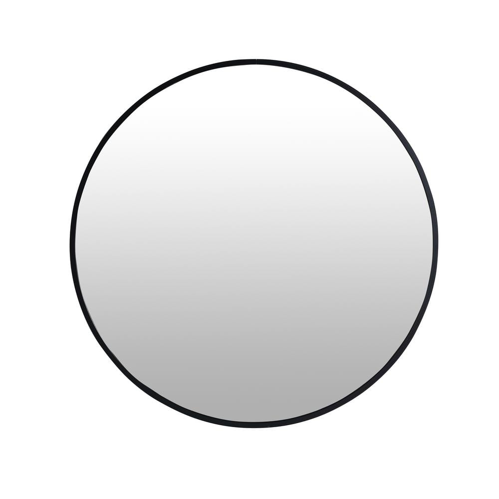 24 in. H x 24 in. W Round Black Metal Frame Wall Mirror