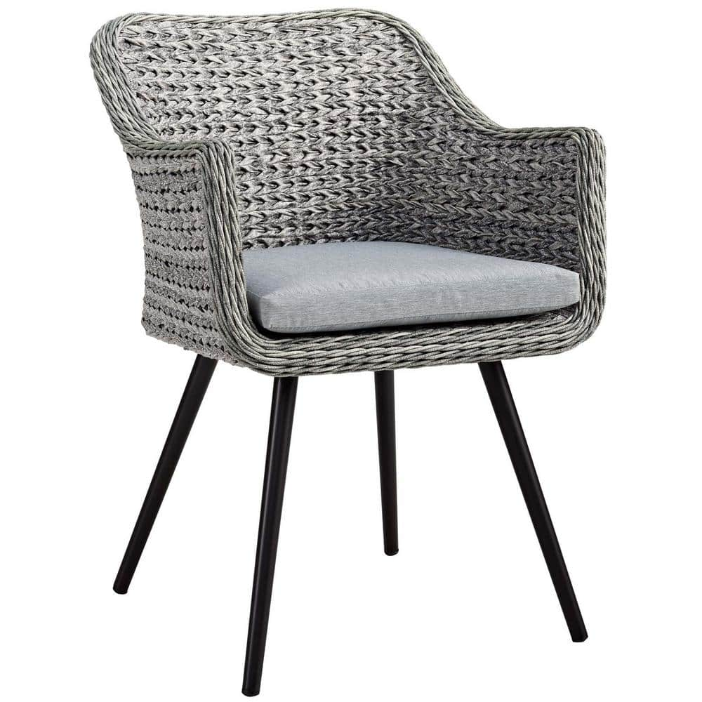 MODWAY Endeavor White Gray Outdoor Wicker Dining Armchair EEI-3028-GRY ...