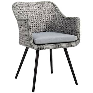 Endeavor White Gray Outdoor Wicker Dining Armchair