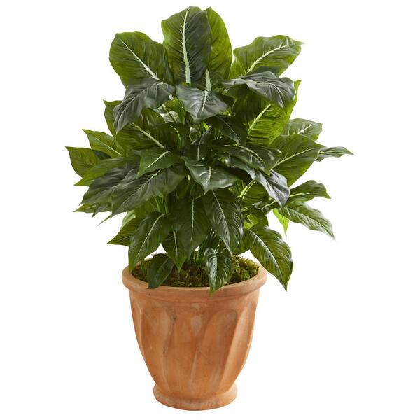 Nearly Natural Indoor 30 in. Evergreen Artificial Plant in Terracotta Planter