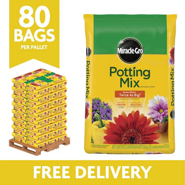 Potting Mix, 25 qt., Feeds 6 Months, For Indoor/Outdoor Potted Plants, Potting Soil, Pallet (80-Pack)