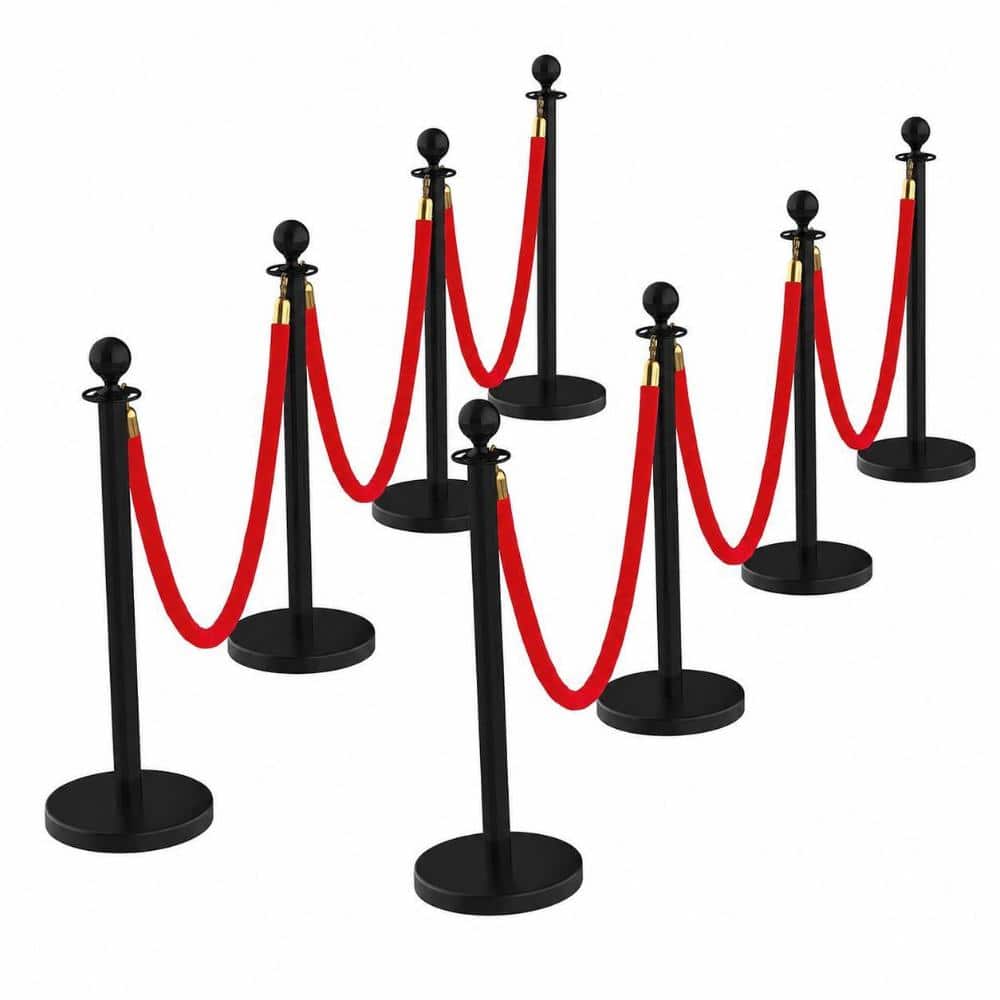 8Pcs Stainless Steel Stanchions and Velvet Ropes,Complete Crowd Control Barriers Set with 6 Red Velvet Ropes price history on PriceWatchPro
