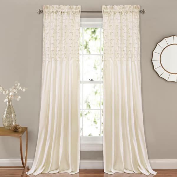 Lush Decor Ivory Solid Rod Pocket Room Darkening Curtain - 54 in