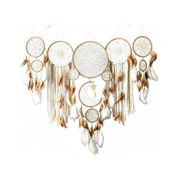 Set of 5 Large Camel Boho Moon Dream Catcher Wall Hanging