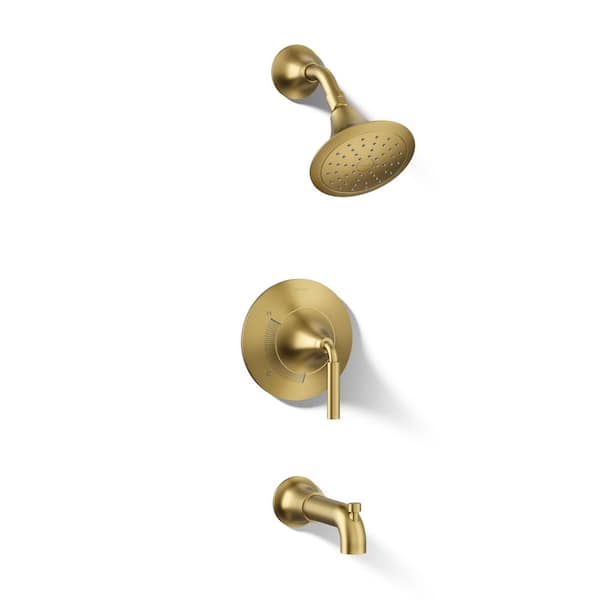 Tone 1-Handle Tub and Shower Faucet Trim Kit with 1.75 GPM in Vibrant Brushed Moderne Brass (Valve Not Included)